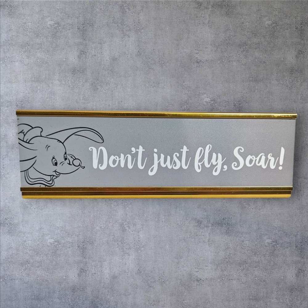 NWT Disney Parks Dumbo Don't Fly Just Soar Office Desk Plaque Nameplate